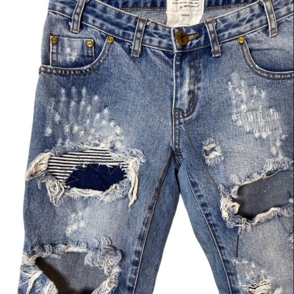 Revolve Jeans Womens 24 One Teaspoon Free Bird Dusty Destroyed Low Rise 90s Goth - Picture 7 of 14